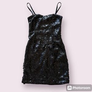 H&M Black Sequin Mini Party Dress Size 4